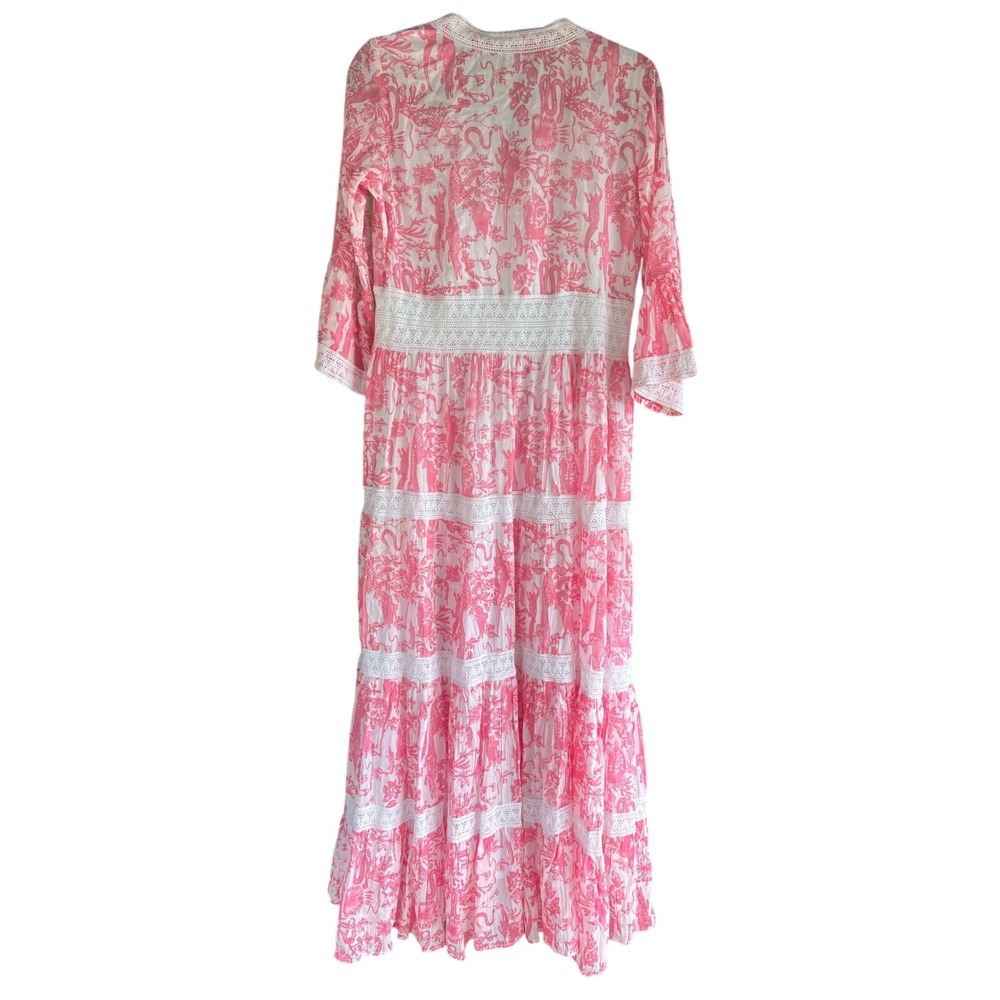 Just Darviny Aziza Long Dress Bayou Hibiscus Sz M - Picture 6 of 7